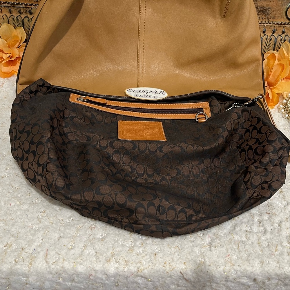 Authentic COACH Ergo 2 Tone Leather Hobo Caramel Tan And Brown 9294 GUC! - Picture 11 of 12